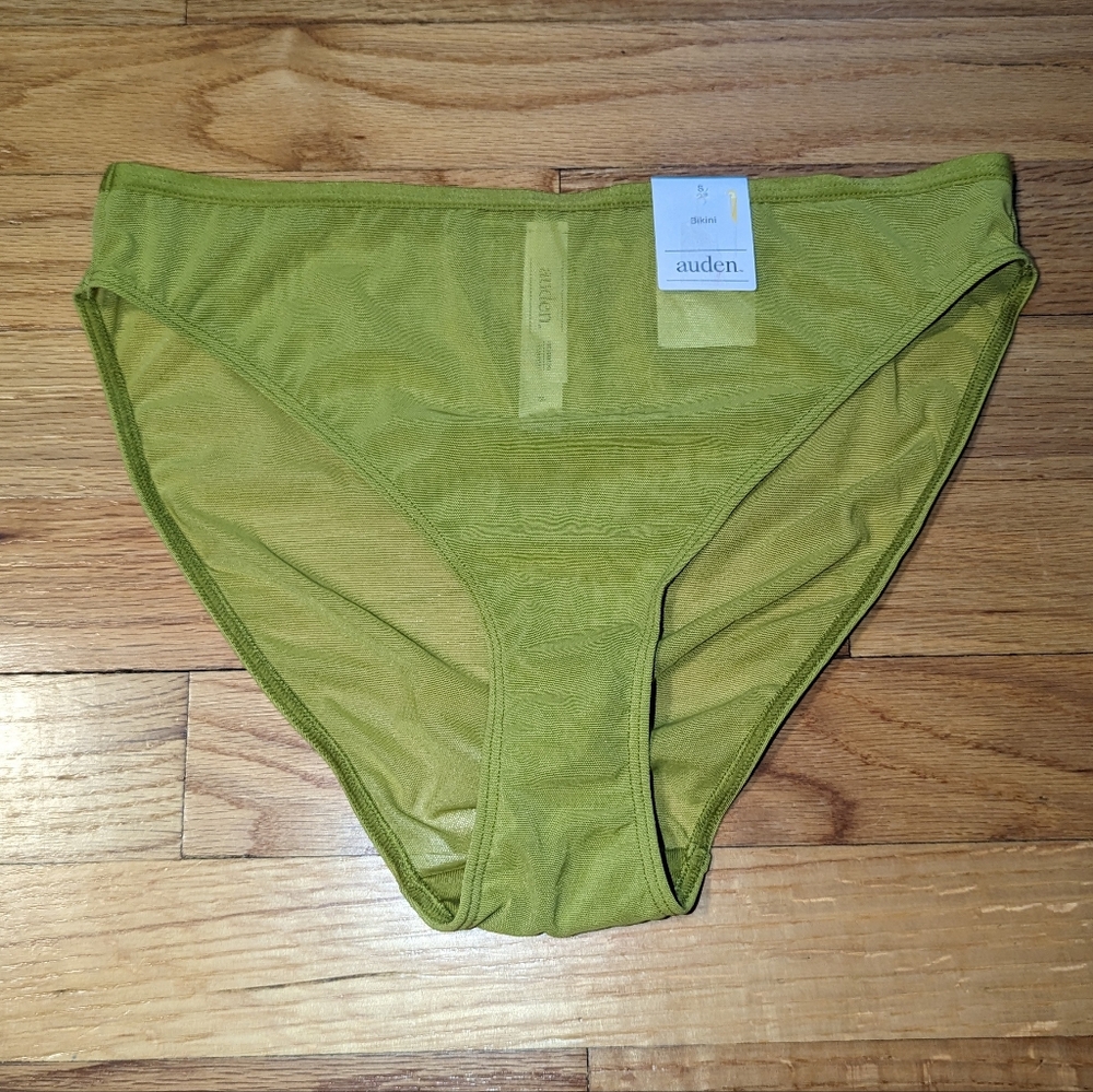 $5 Auden Mesh Solid Olive Green Bikini Panties SMALL